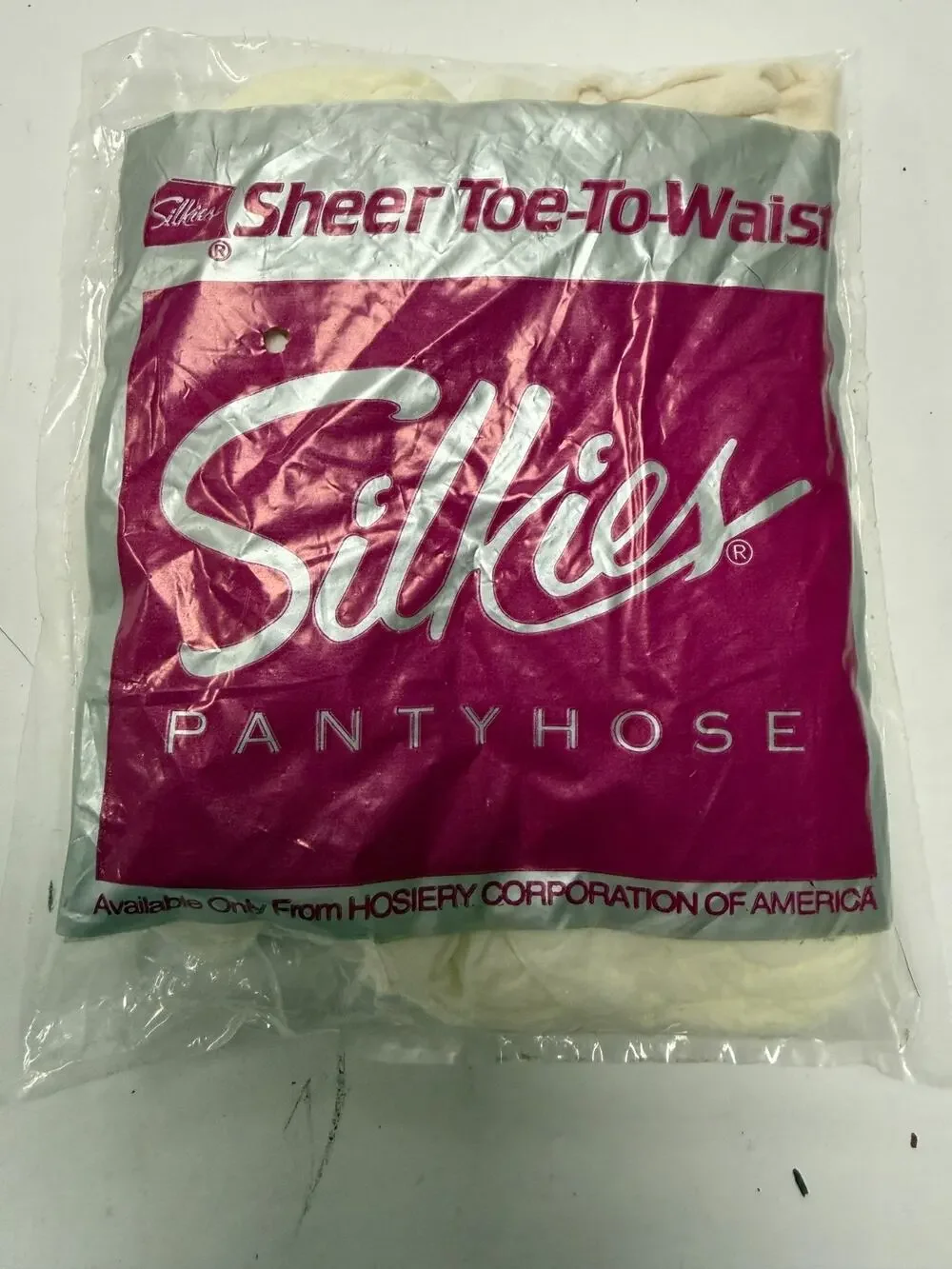 Silks Sheer Toe to Waist Pantyhose X Tall White Vintage USA Made Nylon